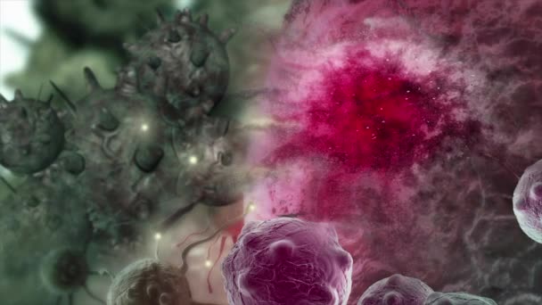 Animation d'une cellule cancéreuse endommagée et en désintégration - Séquence, vidéo