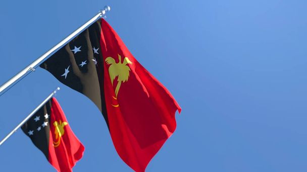 3D rendering of the national flag of Papua new Guinea waving in the wind - Photo, Image