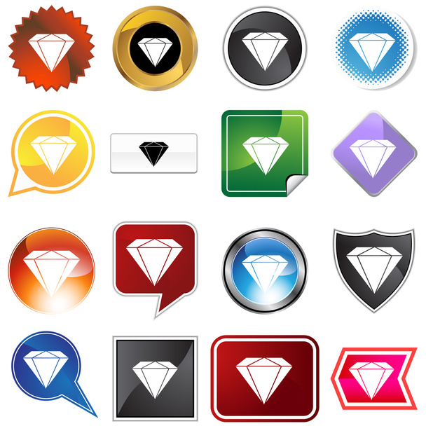 Diamond Jewel Variety Icon Set - Vector, Image