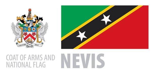Conjunto de vectores del escudo de armas y bandera nacional de San Cristóbal y Nieves - Vector, imagen