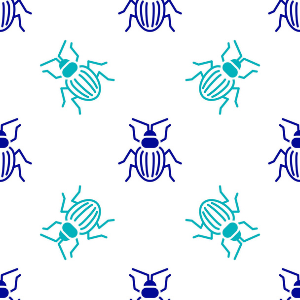 Blue Chafer kever icoon geïsoleerd naadloos patroon op witte achtergrond. Vector - Vector, afbeelding