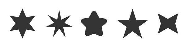 Set of star simple icons in black - Vector, Image