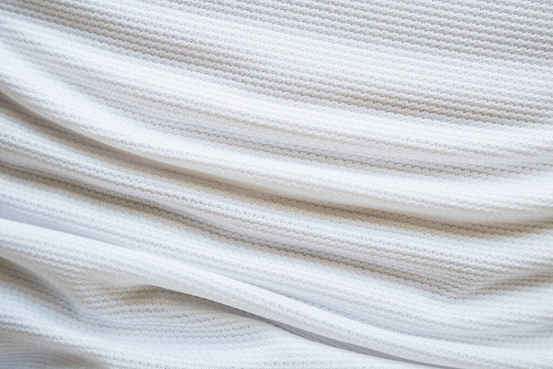 Branco futebol jersey vestuário tecido textura esportes desgaste fundo, close-up - Foto, Imagem