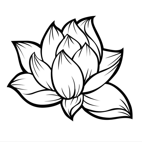  lotus flower nature tattoo skech  silhouett Vector illustration  - Διάνυσμα, εικόνα