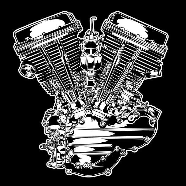 Motor motocicleta vetor ilustração americano Black chopper
. - Vetor, Imagem
