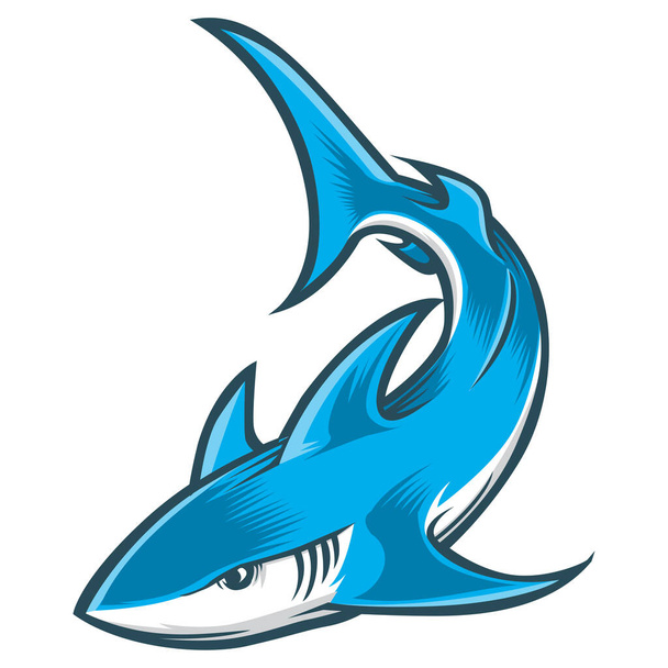 squalo arrabbiato illustratore vettoriale nero - Vettoriali, immagini