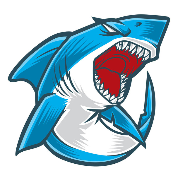 shark angry Black vector illustrator - Vector, afbeelding