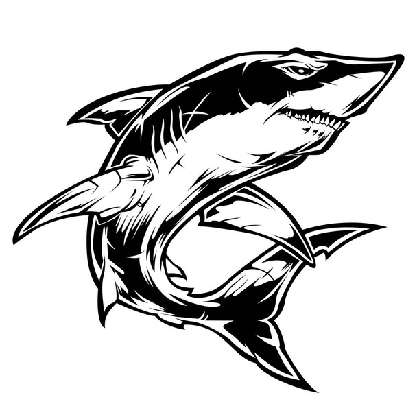 shark angry Black vector illustrator - Вектор,изображение