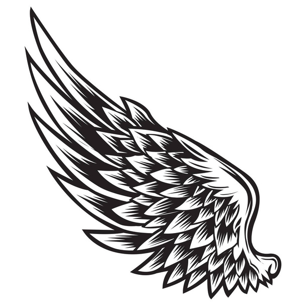  Крылья птицы Черно-белые птичьи перья Vector Illustrator - Вектор,изображение