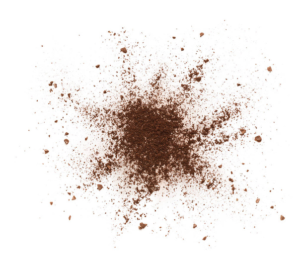 Shattered coffee powder isolated on white background - Foto, Imagem