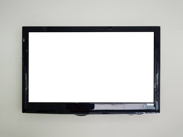 テレビ画面で壁の背景にLedテレビ - 写真・画像