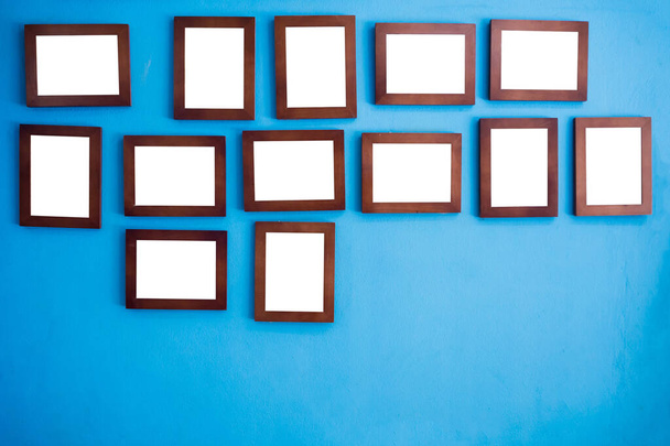 Photo frames on the colorful wall - Photo, Image