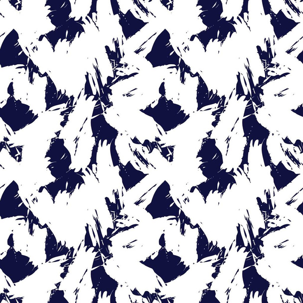 Pincel azul traço camuflagem abstrato sem costura fundo padrão adequado para têxteis de moda, gráficos - Vetor, Imagem