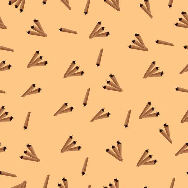 Abstract cinnamon spice pattern on beige background. Vector endless testwork for fabric, paper and tile decoration. - Vecteur, image