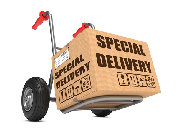Consegna speciale - Scatola di cartone sul camion a mano
. - Foto, immagini