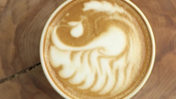 Schwan Latte Art von oben Ansicht Textur von Kaffee-Schaum-Café Werbung - Filmmaterial, Video