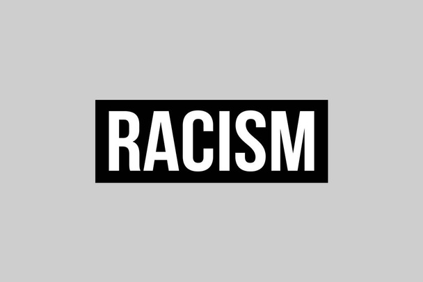 Odmów rasizmowi. Biały tekst na czarnej skrzynce i szarym tle przedstawiający potrzebę powstrzymania rasizmu - Zdjęcie, obraz