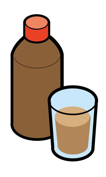 Um copo contendo gargarejo e remédio líquido
 - Vetor, Imagem