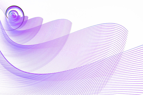 Abstract fractal background with lilac waves and spiral. Graphic design element. 3d rendering. 3d illustration. - Photo, Image
