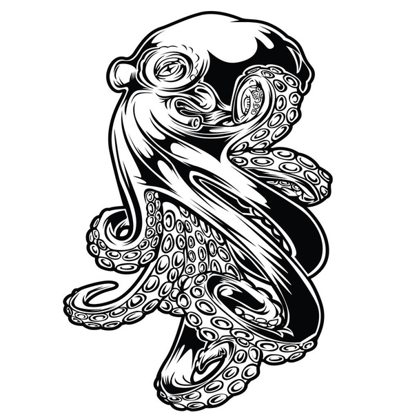 Octopus Black Tattoo Design vektori - Vektori, kuva