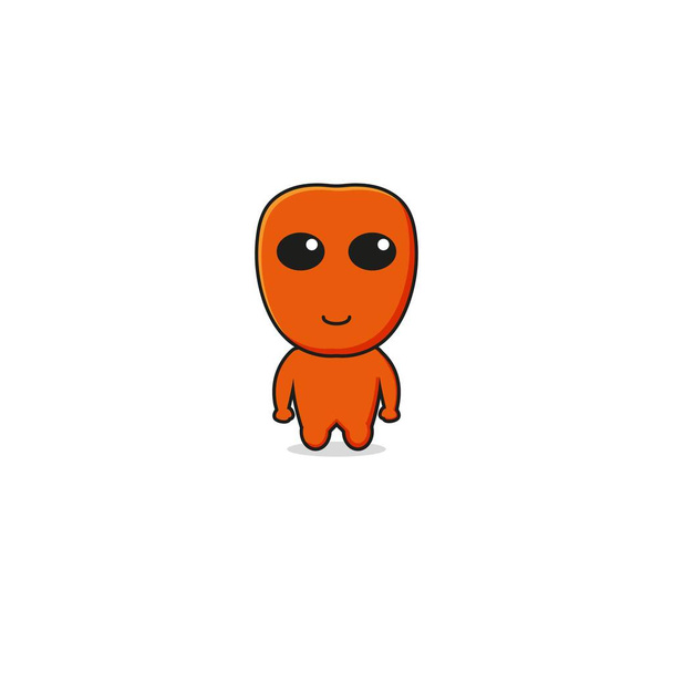 Caractéristiques de la mascotte mignonne orange extraterrestre. Illustration Isolé sur fond blanc. - Vecteur, image