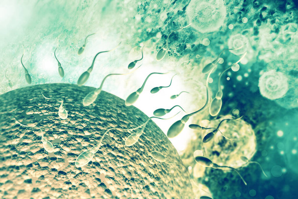 Esperma e óvulos com base científica. ilustração 3d - Foto, Imagem