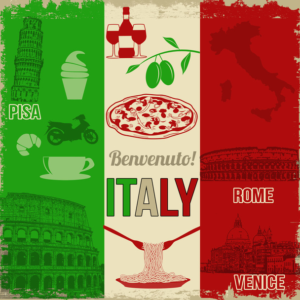 Italia cartel de viaje
 - Vector, Imagen