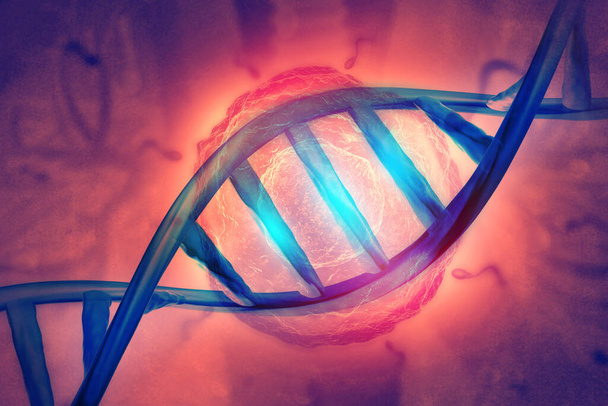Κύτταρο DNA σε επιστημονικό υπόβαθρο. 3D εικονογράφηση - Φωτογραφία, εικόνα