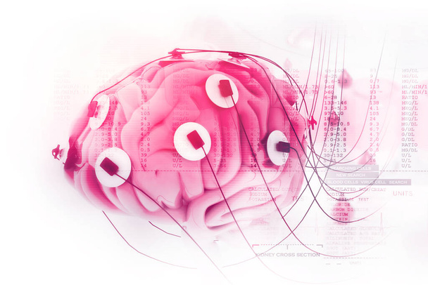 Koncept analýzy mozku. Síla lidské mysli. 3D ilustrace - Fotografie, Obrázek