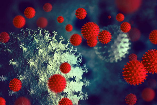 Cellula virale su sfondo scientifico. Illustrazione 3d - Foto, immagini