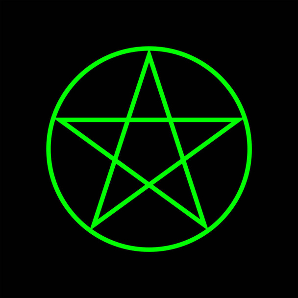 Pentagram five-pointed star green color. Magic sign. Vector Illustration - Vector, Image