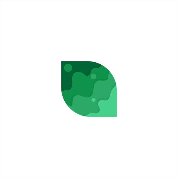 Ликвидный Abstraf Green Leaf и Leaves логотип Icon Vector Design. Ландшафтный дизайн, сад, растения, природа, здоровье и экология. - Вектор,изображение