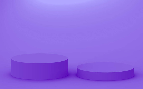 3d фиолетовый фиолетовый цилиндр подиум минимальный студийный фон. Абстрактная трехмерная иллюстрация геометрической формы объекта. Для косметического парфюмерного модного продукта. - Фото, изображение