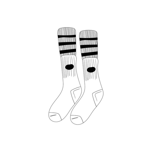 Sock vector black and white sketch of stylish cotton and woolen socks isolated on white background in doodle style drawing. Creative ink art work. - Vector, Image