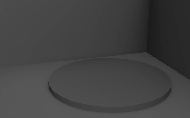 3d grijze zwarte cilinder podium minimale studio achtergrond. Abstract 3D geometrische vorm object illustratie renderen. Voor zakelijke productpresentatie. - Foto, afbeelding