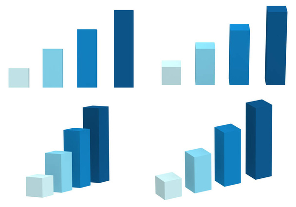 3d панель діаграми синій набір ізольовано на білому тлі. Інфографічна колекція бізнес-карт. 3D графічна ілюстрація. Об'єкт з відсічним контуром
. - Фото, зображення