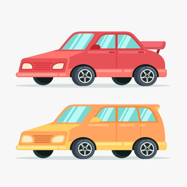 Objet vectoriel voiture en vue latérale illustration plate - Vecteur, image