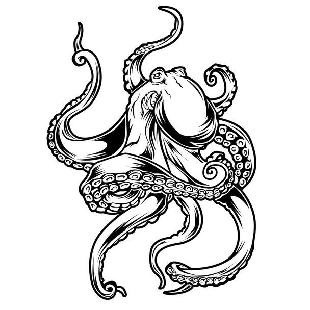 Octopus Pink Drawing Vector illustrtion - Vector, Imagen