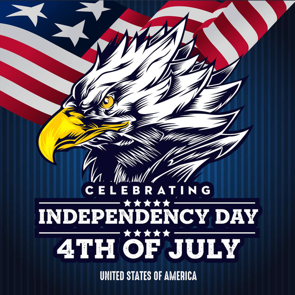  Flat background with eagle for usa independence day Red vector - Vector, Image