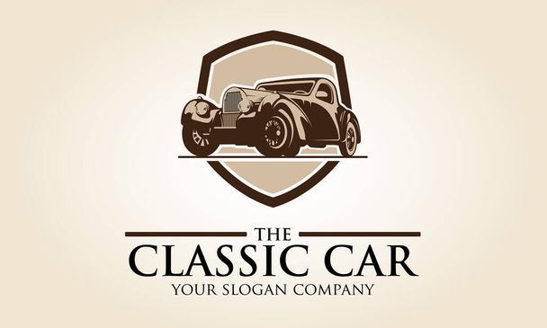 La ilustración clásica del logotipo del vector del coche. Plantilla de logotipo con la imagen del coche clásico para su empresa. - Vector, Imagen