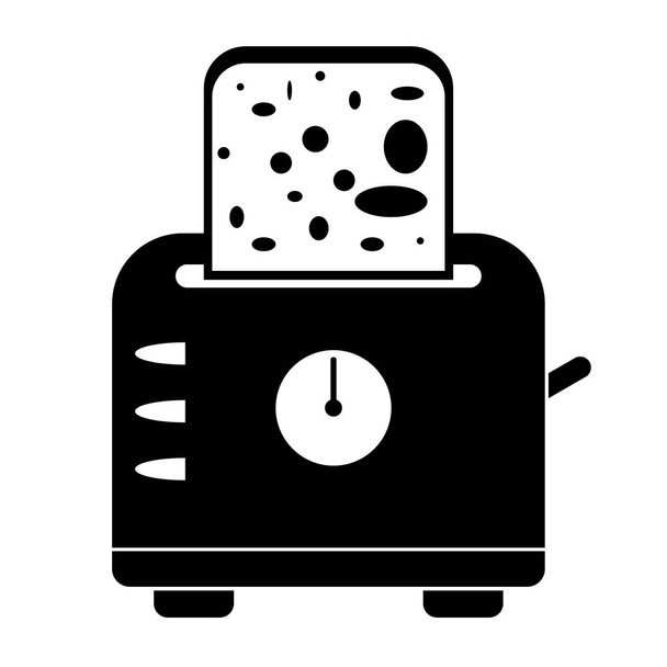 Schwarzes Toaster-Symbol in flacher Vektorillustration - Vektor, Bild