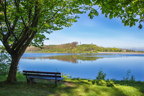 Tranquil view of Granestausee, a reservoir in Harz Mountains National Park, Germany - Photo, Image