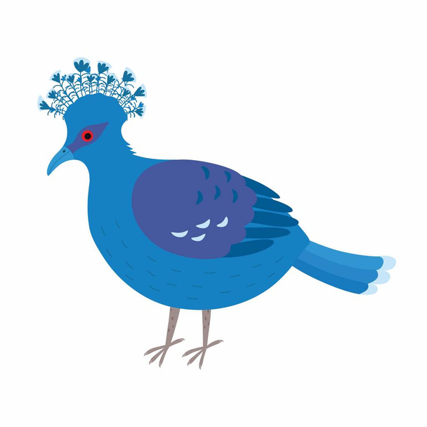Colomba incoronata. Un piccione blu con un ventaglio in testa - Vettoriali, immagini