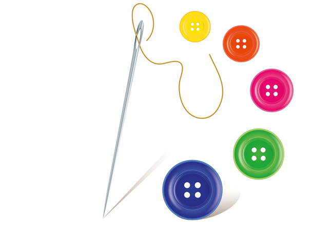 Needle with buttons - Vector, Image