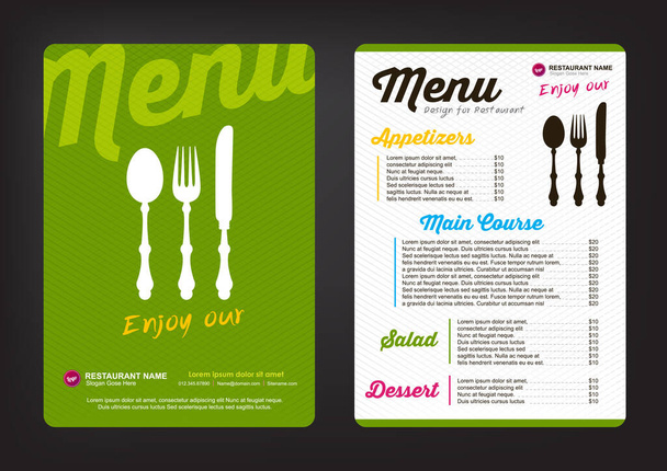 Wzór menu restauracji - Wektor, obraz