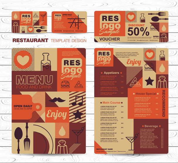 Vorlage für die Gestaltung der Speisekarte eines Restaurants - Vektor, Bild