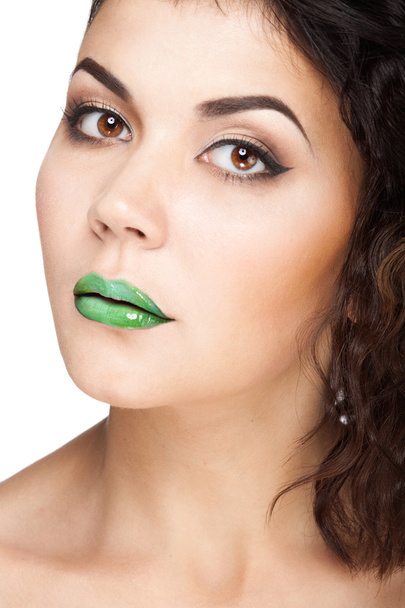 Girl with green lips - Fotoğraf, Görsel