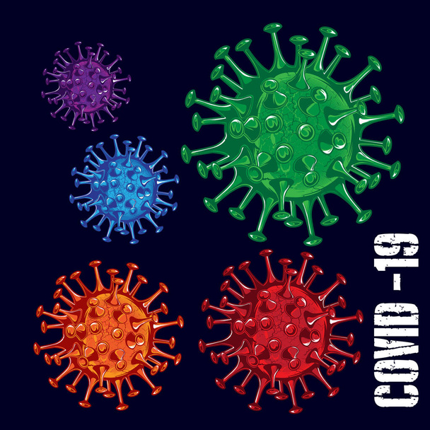 Εικονίδιο γραφικού σχεδιασμού Corona Virus COVID-19 Set Vector - Διάνυσμα, εικόνα
