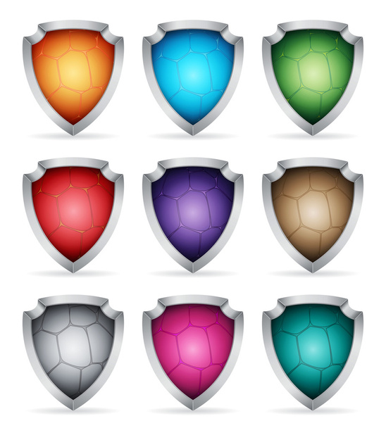 Conjunto de ícones escudo
 - Vetor, Imagem