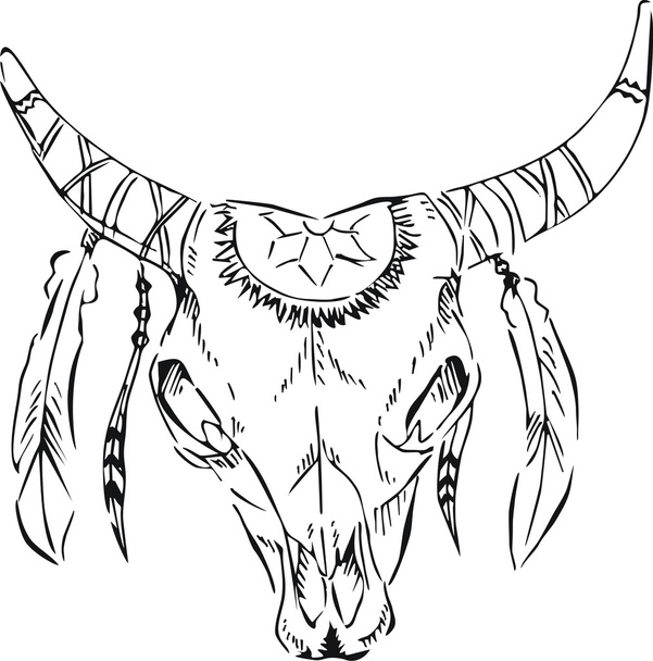 styl retro longhorn czaszki, zbiory ilustracji - Wektor, obraz